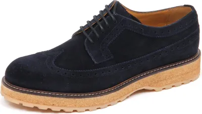 Productafbeelding van E0500, blauwe herenschoen, merk CARACCIOLO, model 1971, Engelse suede schoen voor heren