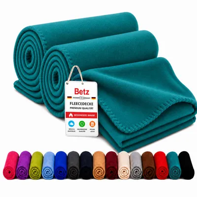 Produktbild von Betz Fleecedecke 2 Stück 130x170 cm 180g/m² – Wohndecke & Kuscheldecke – Flauschige Sofadecke als Tagesdecke – Leicht, wärmend & pflegeleicht - petrol