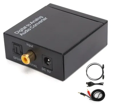 Image de adaptateur audio 3,5 mm, convertisseur numérique optique coaxial vers analogique RCA L-R pour une commutation professionnelle à domicile (câble USB hôte)