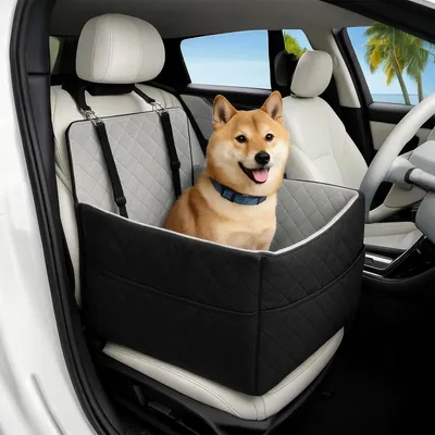Produktbild von Hundeautositz für kleine und mittelgroße Hunde bis 25 kg mit Sicherheitsleine und Aufbewahrungstaschen, abnehmbar und waschbar
