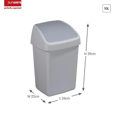 Produktbild von Sunware Delta Abfalleimer 10 Liter grau - Schwingdeckel - Kunststoff