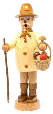 Räuchermann Pilzsammler, 25 cm, Holz, natur, Erzgebirge