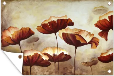 Produktbild von MuchoWow® 120x80 cm Outdoor-Poster Gartendeko Sichtschutz Garten Poster für den Garten  Malerei - Blumen - Ölfarbe - Pflanzen