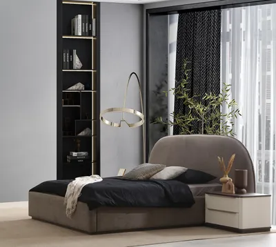 Zdjęcie produktu dla Sypialnia Elegancki zestaw w kolorze beżowym Łóżko podwójne Eleganckie 2x stoliki nocne