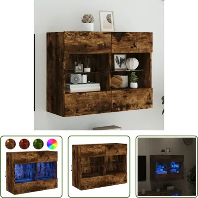 Produktbild von The Living Store TV-Wandschrank mit LED-Leuchten Räuchereiche 78,5x30x60,5 cm