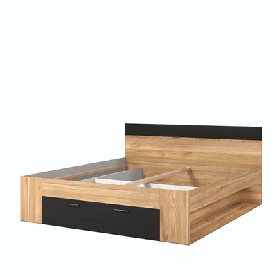 Produktbild von Doppelbett 180x200 mit Stauraum CROWEL - Mauvella-Eiche
