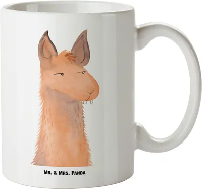 Produktbild von Mr. & Mrs. Panda Teepott Lamakopf Genervt - Weiß - Geschenk, Lamas, Freundin, Azubi, Haferl, Pott, Lama, Keramiktasse, Alpaka, Große Tasse, Teetasse, Büro, Chefin
