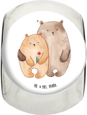 Produktbild von Mr. & Mrs. Panda Teedose Bären Liebe L 870ml - Weiß - Geschenk, Verknallt, Bonboniere, Vorratsbehälter, Hochzeitstag, Frischhaltedose, Kaffeedose, Dekoglas, Hocheitstag