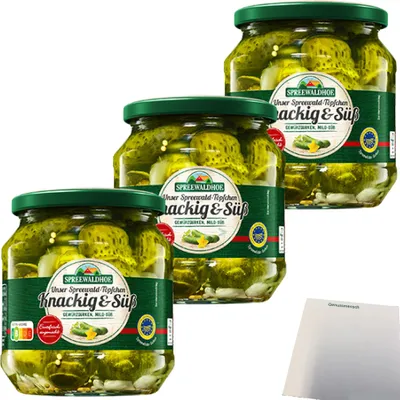 Produktbild von Spreewaldhof Gewürzgürkchen knackig und süß 6er Pack (6x530g Glas) + usy Block