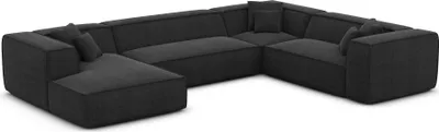 Produktbild von Strukturstoff U-Form XXL Wohnlandschaft Arelia Schwarz Links