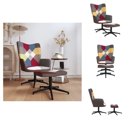 Image de vidaXL Fauteuil de relaxation avec pouf Patchwork Tissu - fauteuil