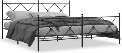 Produktbild von vidaXL Bettgestell mit Kopf- und Fußteil Metall Schwarz 183x213 cm