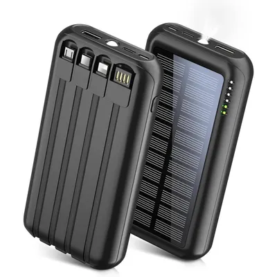 Produktbild von Solar Powerbank, Tragbares Ladegerät, Solar Ladegerät, 20000mAh – USB-C, iPhone, Android, LED-Anzeige, Schnellladung, Camping Handlampe