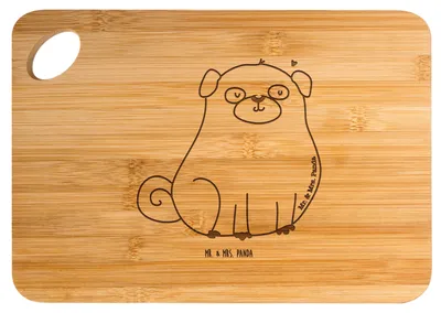 Produktbild von Mr. & Mrs. Panda Frühstücksbrettchen Mops - Transparent - Geschenk, Hund, Schneidebrett, Liebe, Brett, holzschneidebrett, Sprüche, Hundeliebe, Holzbrett, Hackbrett