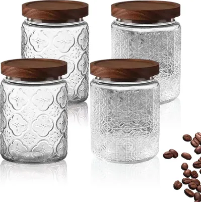 Produktbild von Glas Kaffeebehälter - Vintage Stil - Set von 4 - Hochwertiges Glas