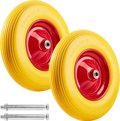 Image de 2 Roue pour brouette caoutchouc plein - jaune