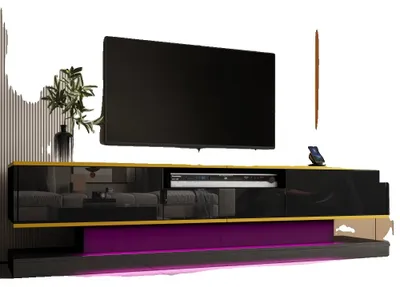 Immagine prodotto di Mobile TV, design moderno, luci LED che cambiano colore, mobile TV nero