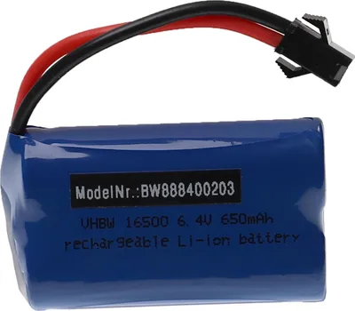 Produktbild von vhbw Akku kompatibel mit Wltoys A969-A, A959-A Modellbau (650mAh, 6,4V, LiFePO4, 54 x 32 x 27 mm, SM-2P)
