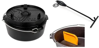 Obrázek produktu pro Sada pro začátečníky s litinovým hrncem (Dutch oven), včetně poklice a příslušenství