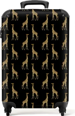 Produktbild von NoBoringSuitcases.com® Koffer Handgepäck Trolley Rollkoffer Kleine Reisekoffer mit 4 Rollen - Muster - Tiere - Gold - Giraffe - Cabin Size < 55x40x23 cm & 55x40x20 cm - Fotokoffer - Kabinenkoffer - BoardgepäckHandgepäck Koffer 55x35x20 cm, 36L,