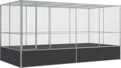 Obrázek produktu pro vidaXL Voliéra s nástavcem stříbrná 418 x 207 x 212 cm ocel