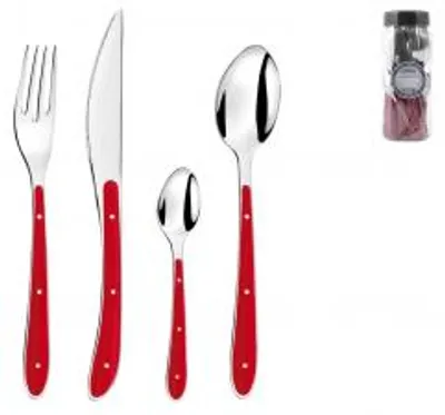 Immagine prodotto di 24 Posate Bistro In Inox E Plastica Colore Rosso
