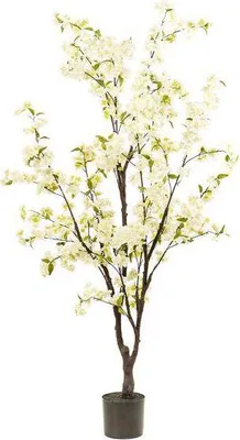 Image de Fleur de cerisier artificielle Prunus Blanc, 175cm - Plante artificielle haut