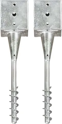 Produktbild von Möbel Erdspieße 2 Stk. Silbern 12×12×56 cm Verzinkter Stahl - Zaunzubehör 145443