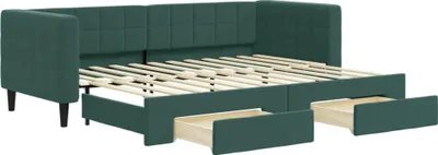 Obrázek produktu pro vidaXL Rozkládací postel se zásuvkami tmavě zelená 80x200 cm Velvet