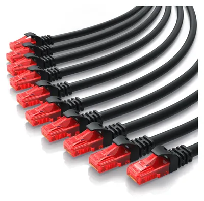 Obrázok produktu pre CSL 10x Cat 6 Gigabit Ethernet LAN kábel - viacnásobne tienený - UTP Gigabit - 1000 Mbit/s - patch kábel - sieťový kábel - 0,25 m