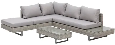 Immagine prodotto di Set da Giardino Divano Angolare e Tavolino in Rattan Grigio