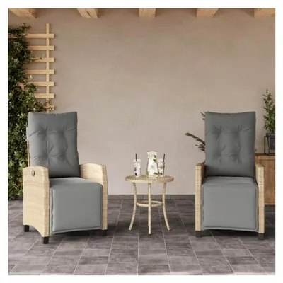 Produktbild von Gartensessel mit Fußteil 2 Stück, verstellbare Rückenlehne, Liegestuhl mit Stahlrahmen, Relaxsessel aus Poly Rattan