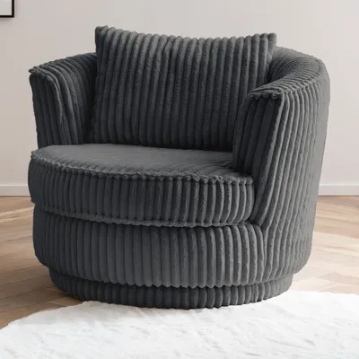 Produktbild von Drehsessel "Comfy" in grau Mega-Cord Loveseat 360° drehbar, 95 x 95 cm