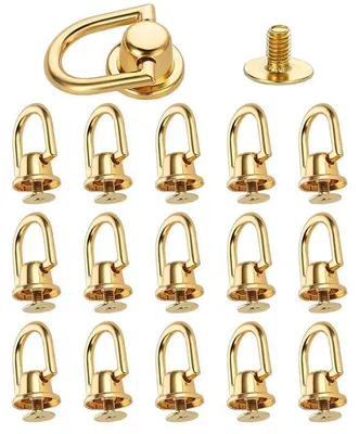 15 D-Ring-Nieten aus Metall, rund, Messing, für Lederarbeiten