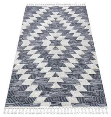 Produktbild von Teppich SEVILLA Z250A Diamanten blau / grau Franse berber marokkanisch shaggy Blau 140x190 cm