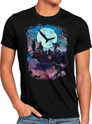 Produktbild von BaumwolleCloud Magische Schule Herren T-Shirt eule harry zauberstab besen zauberschule