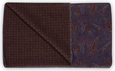 Produktbild von Schal für Herren aus Wolle in Blau mit Paisley-Muster und Doppelprint