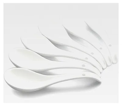 Produktbild von Suppenlöffel, 17,5 cm keramische asiatische Suppenlöffel, Set von 6 (Weiß)