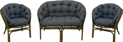 Immagine prodotto di AMPO Cuscino imbottito per gruppo in rattan Set di mobili in rattan Bahama sedia + panca in rattan