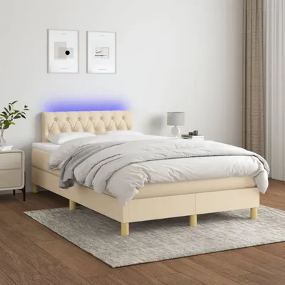 Produktbild von The Living Store Boxspringbett mit Matratze & LED Creme 120x200 cm Stoff