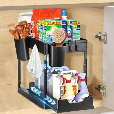 Immagine prodotto di Scaffale da cucina a 2 ripiani con ganci e vaschette per Gootsteen