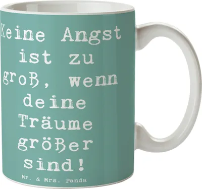 Produktbild von Mr. & Mrs. Panda Kaffeebecher Spruch Angst überwinden - Meeresbrise - Geschenk, Trost, Freiheit, schöne tasse, Motivation, Henkeltasse, ermutigend, Kaffeetasse, Vertrauem