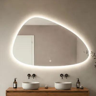 Produktbild von LOMAZOO Badezimmerspiegel Alicante mit LED-Beleuchtung – 140 × 85 cm – Asymmetrisch
