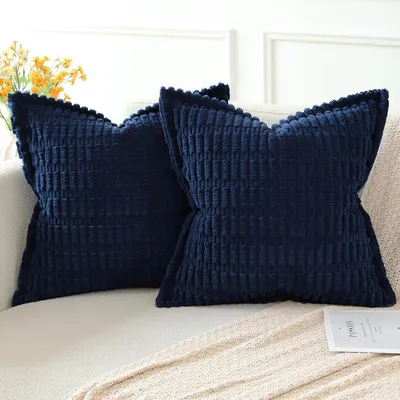 Produktbild von Kissenbezüge Kordsamt 2er Set Dunkelblau 60x60cm