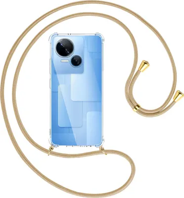 Produktbild von Handykette Backcover-Schutzhülle mit Band (Metall goldfarben) für Tecno Spark 10 5G (KI8, 6.6'') - caramel