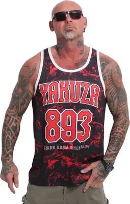 Image de Yakuza Men Varsity Mesh Tanktop, noir/rouge, 5XL
