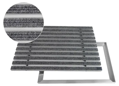 Produktbild von ACO Eingangsmatte Vario + Rahmen 26,5mm Aluminium, Rips Hellgrau, 60x40cm