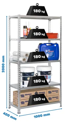 Produktbild von Simonrack Schwerlastregal SIMONCLICK SUPERPLUS 5 8435104907351 grau 100,0 x 40,0 x 200,0 cm