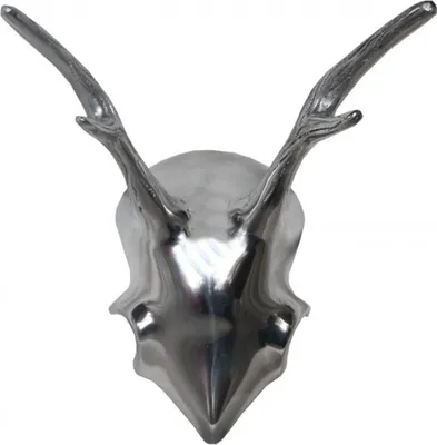 Produktbild von Casa Padrino Designer Geweih Deko Hirsch aus poliertem Aluminium Silber H 24 cm, B 22 cm - Wandfigur - Geweih - Wandgeweih