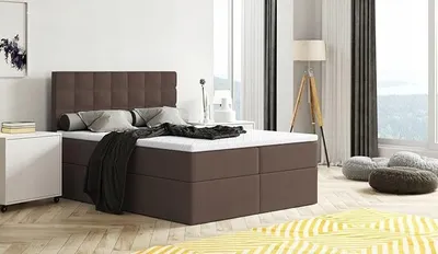 Produktbild von Bett, Boxspringbett MERA mit Bettkästen und T25 Topper, Doppelbett, Stauraum, Schlafzimmer, Polsterbett, Bettgestell (120x200, Braun- Aura 04)